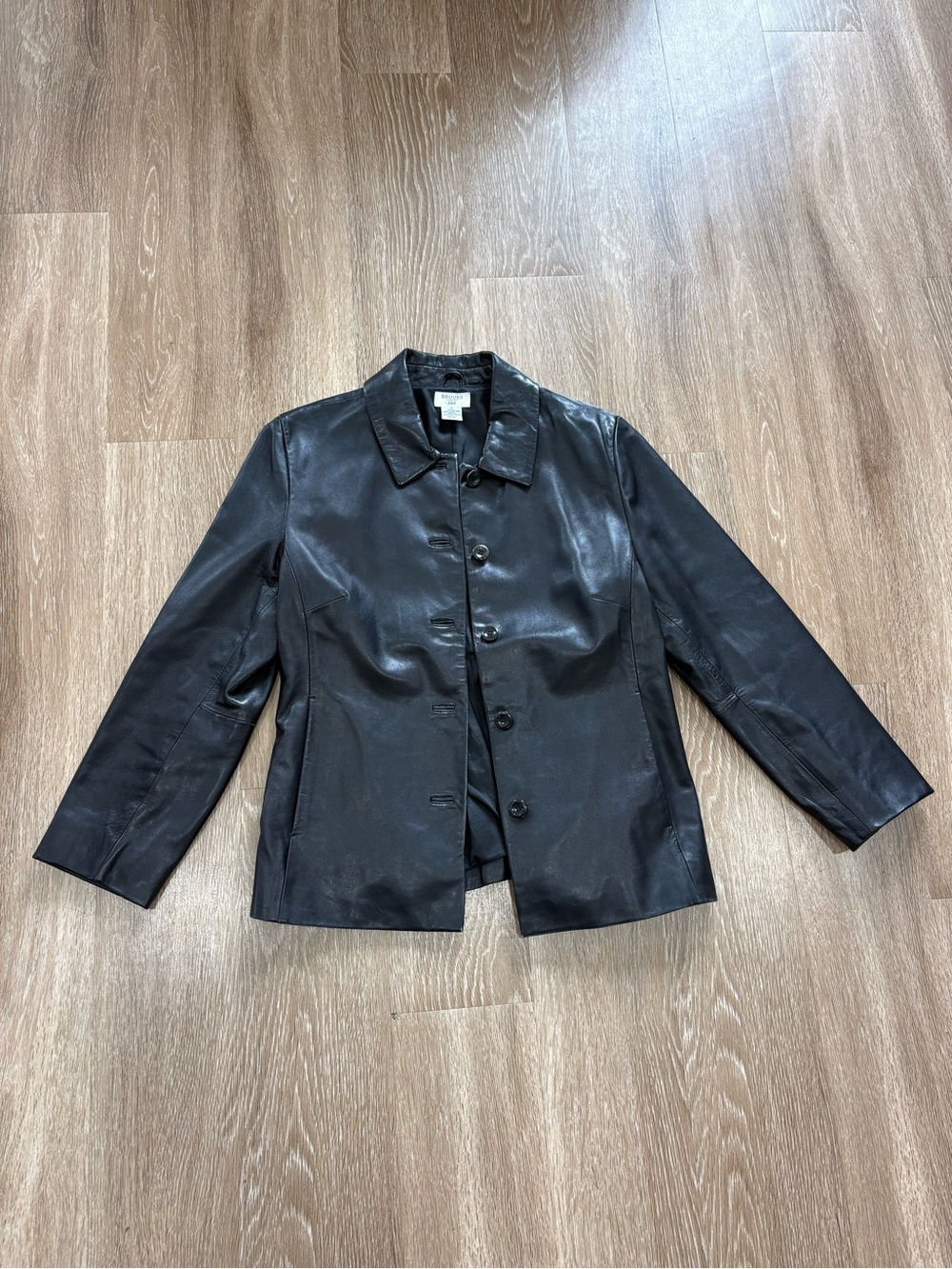 Brooks Black Leather Button-Front Jacket